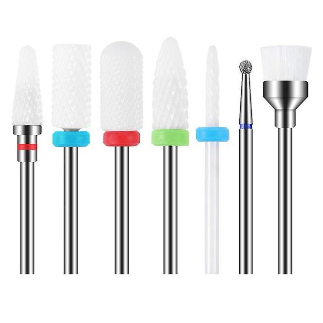 7pcs Cramique Forets Ongles Set Professionnel Supprimer Gel Acrylique Cuticule Acrylique Carbure De Diamant Foret Ongles Outils Pour Manucure Pdicur