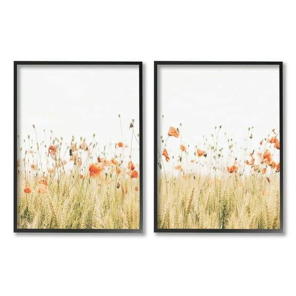 Stupell Industries Rural Poppy Field Landscape Photography Black Framed Art Print Wall Art, 11 x 14