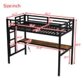thumbnail image 4 of Metal Twin XL Size Loft Bed with Power Outlet and LED Lighted, Space-Saving, Noise Reduced, Black, 4 of 7