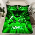 thumbnail image 2 of Erosebridal Green Gamer Bed Sheets King,Geometric Buffalo King Sheet Sets,Video Game Sheet Set King,Microfiber Gamepads Bedroom Decorative,4pcs, 2 of 7