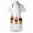 thumbnail image 4 of Dessert Apron, Puffy Party Cupcakes Rolled Wafers Stucked in the Creamy Toppings Cherry Frostings, Unisex Kitchen Bib with Adjustable Neck for Cooking Gardening, Adult Size, Multicolor, by Ambesonne, 4 of 4