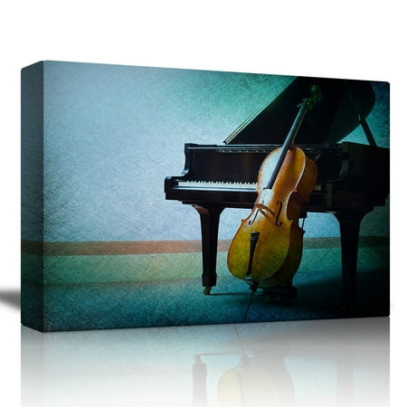 wall26 Piano and Violin with a Blue Vignette Textured Background - Canvas Art Home Decor - 32x48