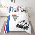 thumbnail image 2 of Manfei Cartoon Basketball Child Bedding Comforter Set 7-Piece, Blue Red Striped Geometric King Bedding Sets, Footall Sports Lover Bed Sheets, Ultra Soft Home Decor, 2 of 7