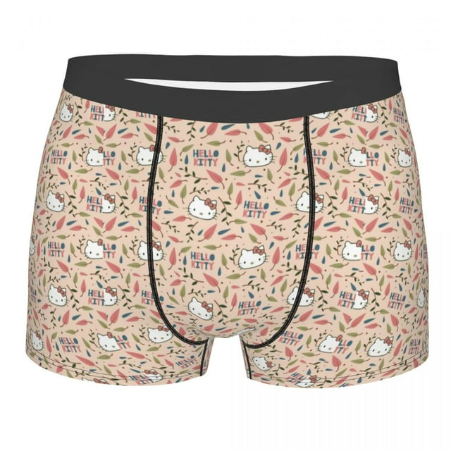 RWJDXD Custom Hello Kitty Anime Cat Pattern Underwear Men Stretch Boxer Briefs Shorts Panties Soft Underpants For Male o
