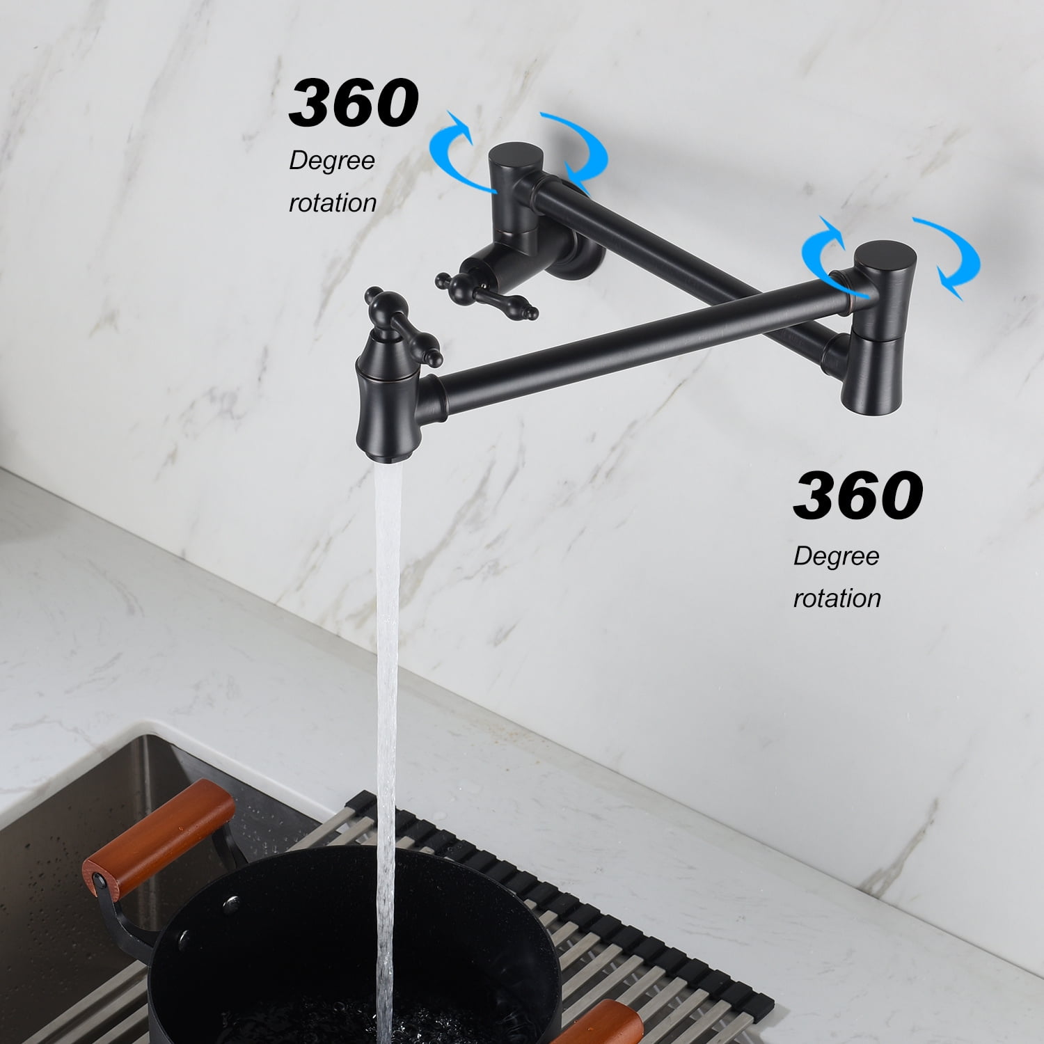 Faucet Wall Mount, Stainless Steel Pot Filler Faucet with Single Hole