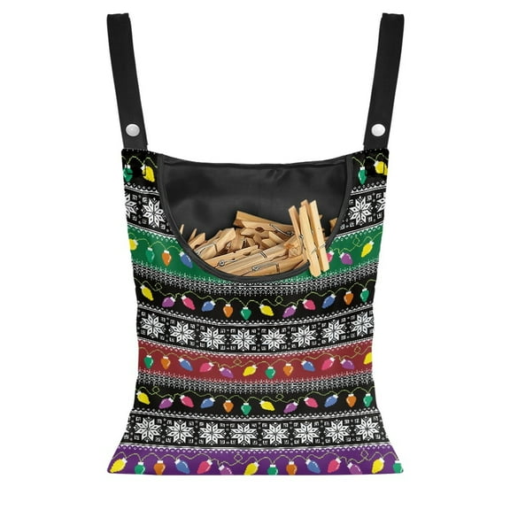 SEANATIVE Christmas Lights Clothespin Bag Space-Saving Laundry Hanging Storage Organizer Snowflake Clothes Pin Hanging Bag Clothes Pins for Clothesline Outdoor Decor