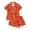 05_Orange, variant on Women Halloween Print Short Sleeve Pajama Set, Notch Collar Button Down Top And Shorts Soft Sleepwear Sizes S-XXL
