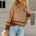 thumbnail image 4 of Defitshape Women's Quarter Zip Pullover Soft V Neck Knit Sweater Fashion Grunge Knitted Loose Fit Long Sleeve Knitwear Warm Fall Top Khaki Medium, 4 of 5