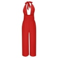 thumbnail image 7 of Oplxuo Wide Leg Jumpsuits for Women Dressy Casual Crossover Halter Sleeveless Summer Formal Office Party Linen Rompers, 7 of 7