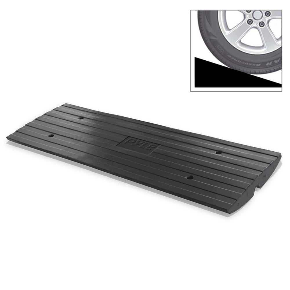 Pyle Vehicle Driveway Curb Ramp Heavy Duty Rubber Threshold Ramp