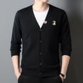 thumbnail image 2 of Suéter de manga larga cómodo para hombre, cárdigan de punto de alta calidad con bordado clásico informal de negocios de otoño, talla M-4XL, 2 of 5