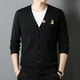thumbnail image 2 of Suéter de manga larga cómodo para hombre, cárdigan de punto de alta calidad con bordado clásico informal de negocios de otoño, talla M-4XL, 2 of 5