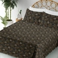 thumbnail image 3 of Ambesonne Abstract Fitted & Flat Sheet with Shams 4 Pcs Set, Squares Earthy Dots Print, King, Black Caramel and Champagne, 3 of 5