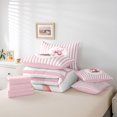 thumbnail image 5 of Homewish Girly Xmas Bell Twin Bedding Sets 7-Piece for Girl, Kawaii Christmas Ribbon Bedding Comforter Set, Chic Stripe Abstract Reversible Sheet Sets, Ultra Soft Bedroom Decor, 5 of 7