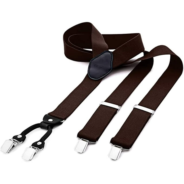 Men'S Braces Wide 4 Clips With Leather In Y-Shape - Elastic And Adjustable In Length In Different Designs
