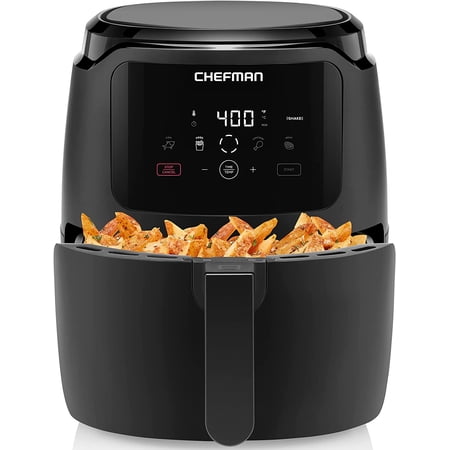 Chefman Air Fryer w/ One Touch Digital Controls, 5 Qt Capacity, Shake Reminder - Black, New