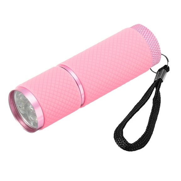 Uxcell 9 LED Glow in Dark Flashlights, Mini Flashlight Rubber Coated Flashlight with Strap, Pink