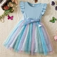 thumbnail image 4 of Coerni Baby Girls Sleeveless Dress Patchwork Tiered Dresses Gradient Tulle Princess Sundress Knit Top Dress with Tulle Hem, 4 of 8