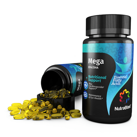 NutraBlast Fish Oil 1000Mg Omega-3 Fatty Acids Mega EPA DHA 400Mg/ 300Mg - Non-GMO - Burpless - Supports Mental, Cardiovascular, Skin, and Eyes Health - Made in USA (60 (Best Fish Oil For Mental Health)