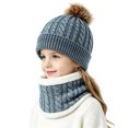 thumbnail image 4 of 3 Pcs Kids Winter Hat Scarf Gloves Set Boys Girls Knit Pompom Beanie Fleece Lined Neck Warmer Thick Thermal Ski Sets Black 2-10 Years, 4 of 5