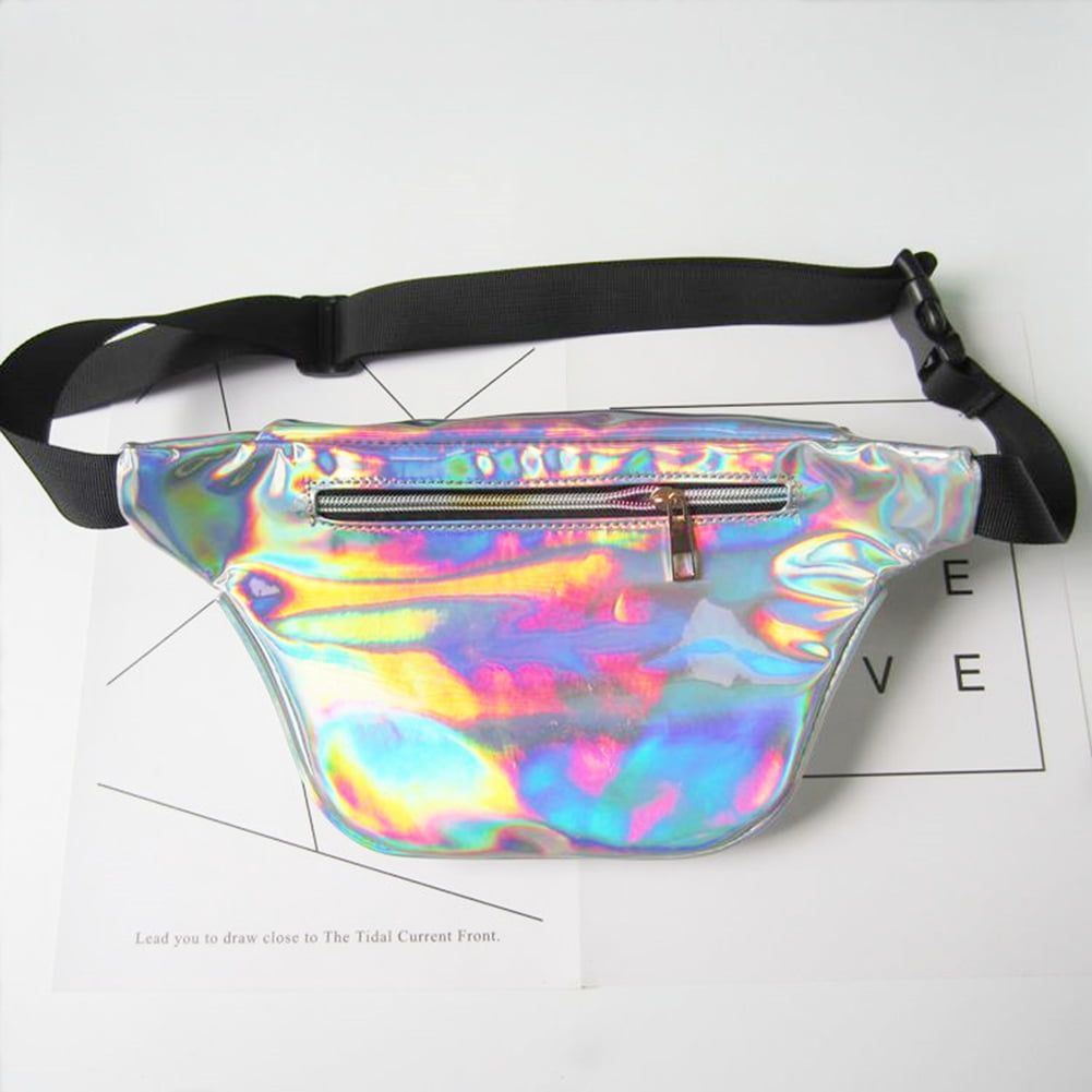 2019 Holographic Fanny Pack Women Laser Waist Bag PU Bum Hologram Hip Festival Travel Beach New Design,white 