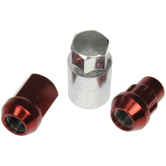 Dorman 713-375E Wheel Lug Nut for Specific Models, Red; Chrome (Pack of 20)