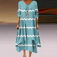 thumbnail image 2 of gbyLJF Cocktail Dress for Women Plus Causal Dress Business Casual Summer Dress Printed Dress Light Blue 3XL, 2 of 5