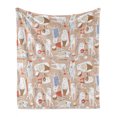 thumbnail image 1 of Music Soft Flannel Fleece Throw Blanket, Musician Cats with Drum Accordion Tube Guitar Music Theme Pattern, Cozy Plush for Indoor and Outdoor Use, 50" x 60", Warm Taupe White, by Ambesonne, 1 of 6