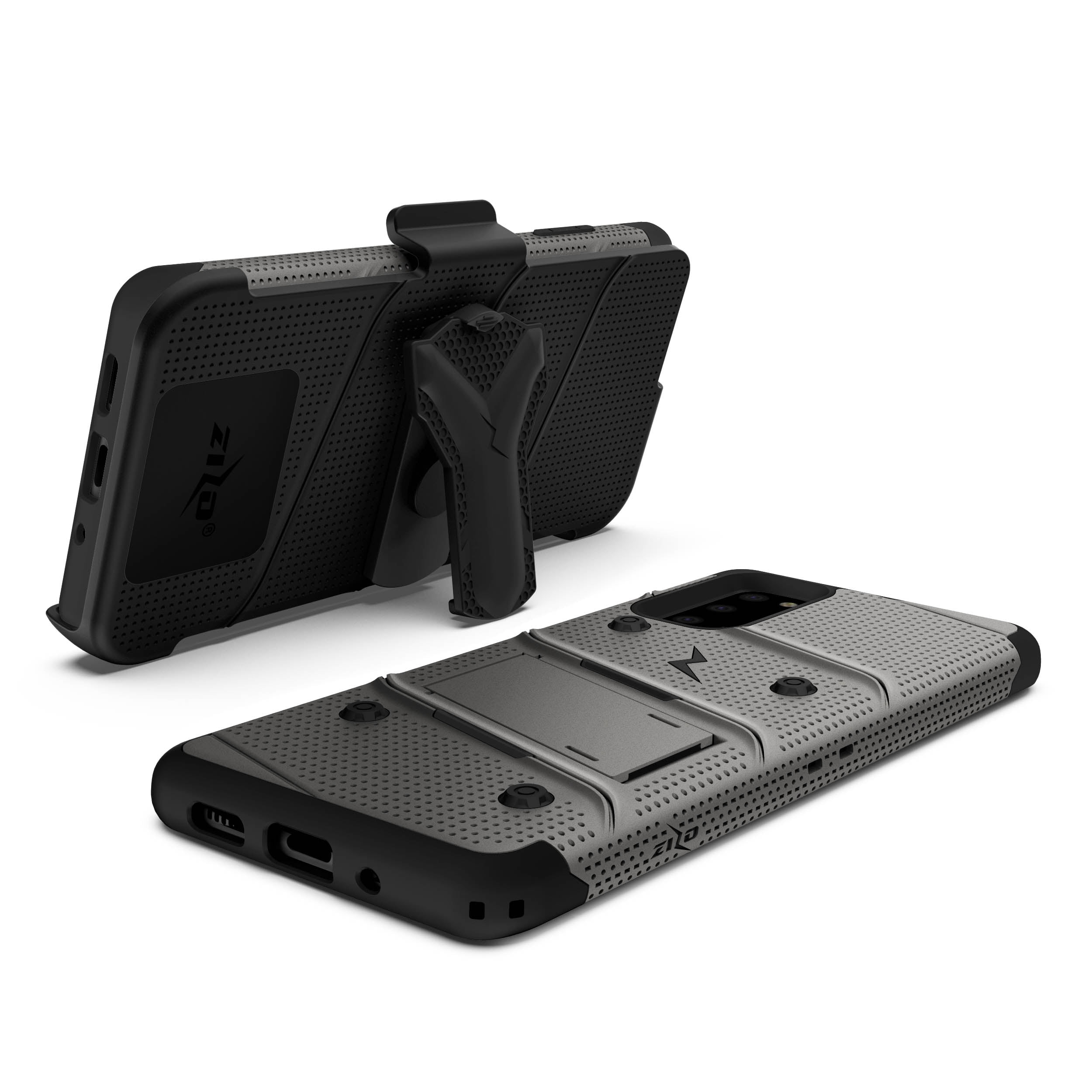 ZIZO BOLT Series for Galaxy S20 Case with Kickstand Holster Lanyard - Gun Metal Gray