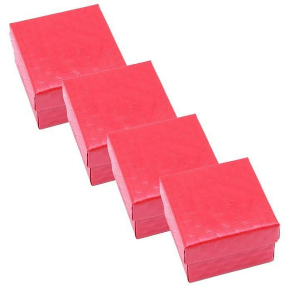 Joyero Cajitas Pequepñas VelvRed 4Pzas Rojo 4x4x2.7cm Cartón Joyero.