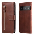 thumbnail image 1 of Case for Google Pixel 6 PRO 5G Zipper Pocket Wallet Leather Case Magnetic Closure Flip Cover - Brown, 1 of 5