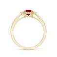 thumbnail image 2 of ANGARA Natural Tapered Shank 1 ct Ruby Engagement Ring with Diamond Accents in 14K Yellow Gold for Women (Size-7x5mm) | July Birthstone, Anniversary, Jewelry Gift for Women | Natural Ruby Ring, 2 of 11