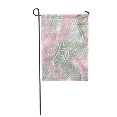 SIDONKU Colorful Forest Leaves of Palm Tree Leaf in Gray Pink on White Tropical Trees Bo Garden Flag Decorative Flag House Banner 28x40 inch