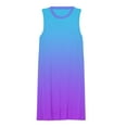 thumbnail image 3 of Blue purple gradient Spring Summer Dresses for Women Fashion T-shirt Dress Casual Sleeveless Loose Sundress with Pockets, 3 of 5