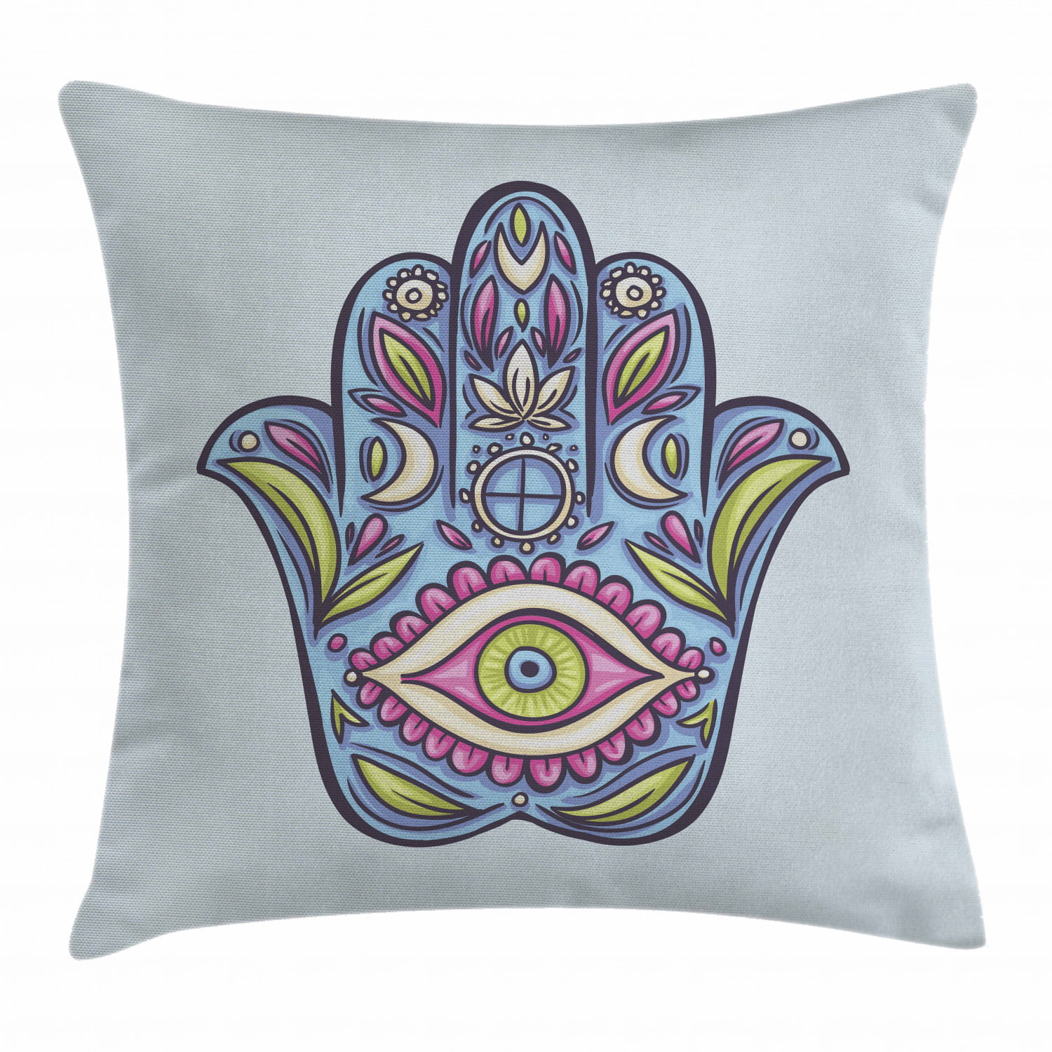 Retro sun tees Evil Eye Turkish Hamsa Tribal gift Throw Pillow 16x16 Multicolor 