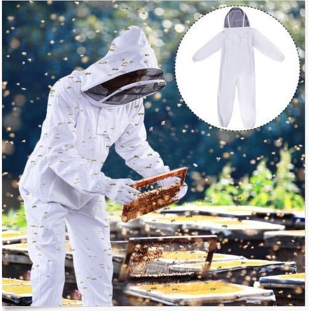 (XXL) Vêtements d'apiculture - Blan-185-195cmc, Équipement de protection des abeilles pour apiculteurs professionnels avec voile et cagoule