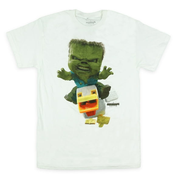 Minecraft Movie T-Shirt Men's Chicken Jockey Short Sleeve Adult Tee