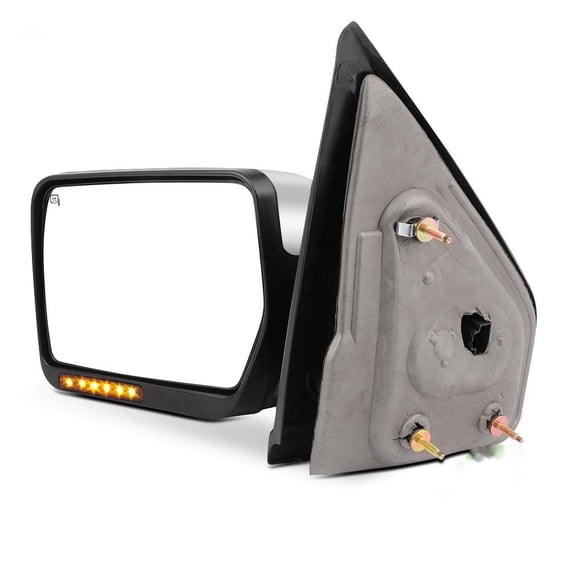 SCITOO Towing Mirror fit for 2004-2014 for Ford for F150 1997-1999 for Ford for F250 Chrome Power Heated Puddle Signal Light Left Driver Side Mirror