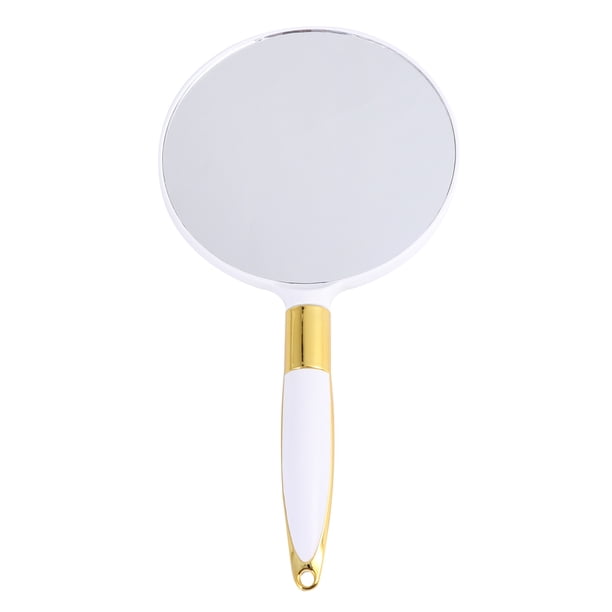 EeaseMX Espejo de maquillaje redondo vintage, espejo de mano, portátil, accesorios de maquillaje para mujer (blanco)
