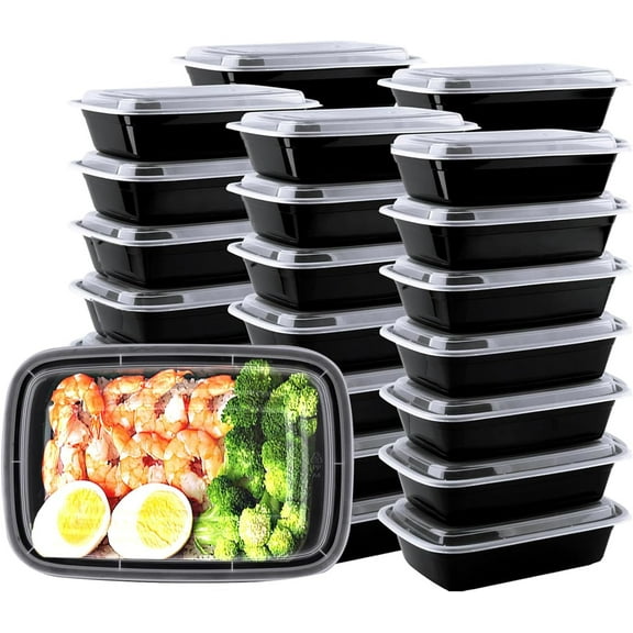 Meal Prep Containers, 150 Pack 28oz Disposable Take Out Food Storage Containers with Leakproof Lids, Reusable Plastic To Go Lunch Boxes, BPA Free, Microwave/Dishwasher/Freezer Safe