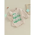 thumbnail image 3 of Bslissey Baby Girls Boys Sweatshirt Romper Long Sleeve Letter Clover Print Bodysuit Newborn Infant Casual Jumpsuit Ireland Festival Clothes 3M 6M 12M 18M, 3 of 9
