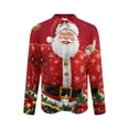 thumbnail image 4 of KeShDi Flannel Shirt for Men Fashionable Christmas Print Casual Long Sleeve Turndown Collar Blouse Shirt RedL, 4 of 5