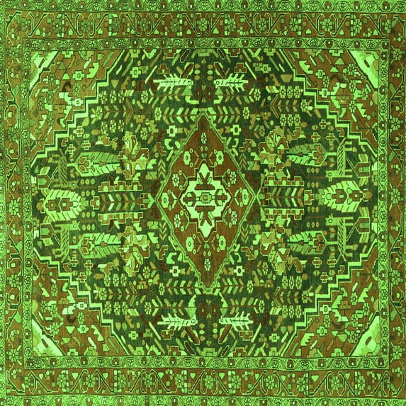 Ahgly Company Indoor Square Persian Green Traditional Area Rugs, 4' Square