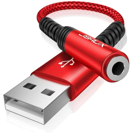 USB to 3.5mm Jack Audio Adapter, USB to Audio Jack Adapter Headset, USB-A to 3.5mm TRRS 4-Pole Female, External Stereo Card Headphone, Mac, PS4, PC, Desktops -Red/0.6FT | Walmart