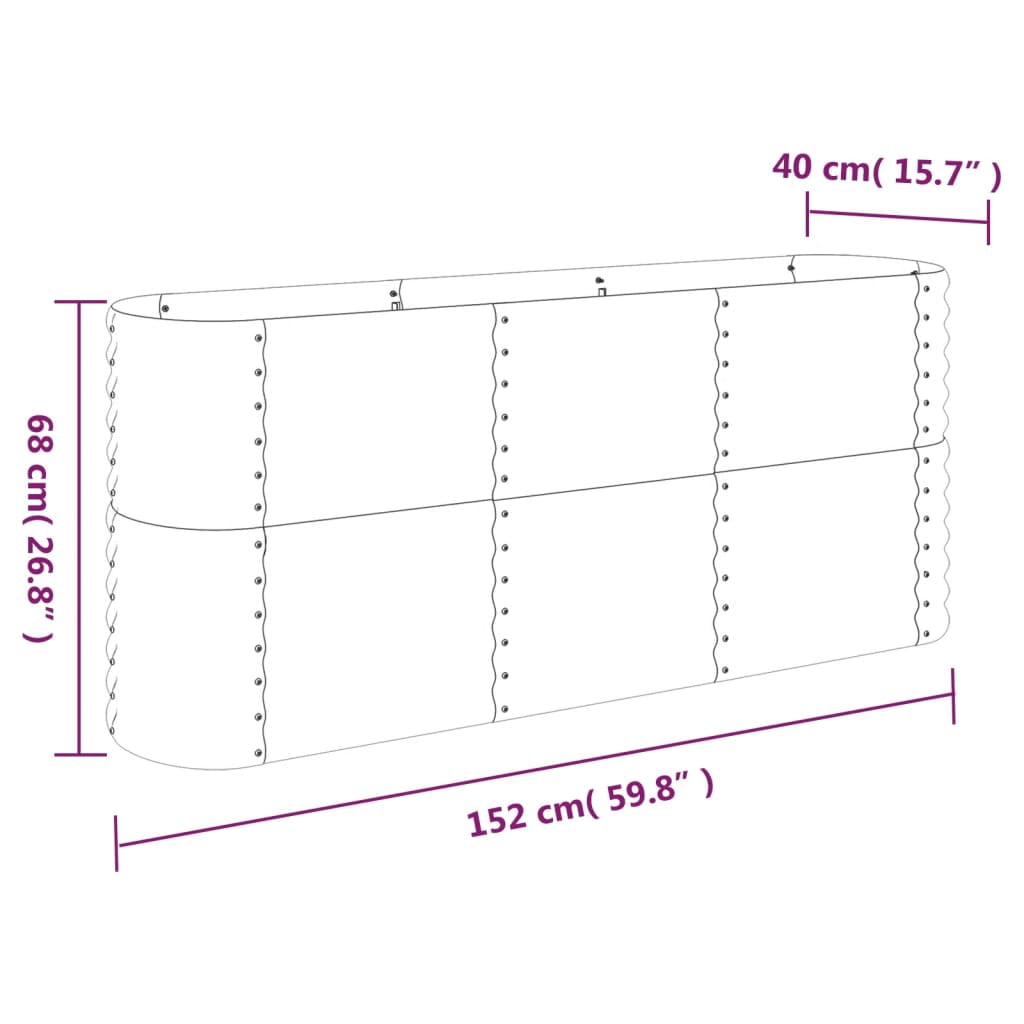 vidaXL Garden Raised Bed Powder-coated Steel 59.8"x15.7"x26.8" Anthracite