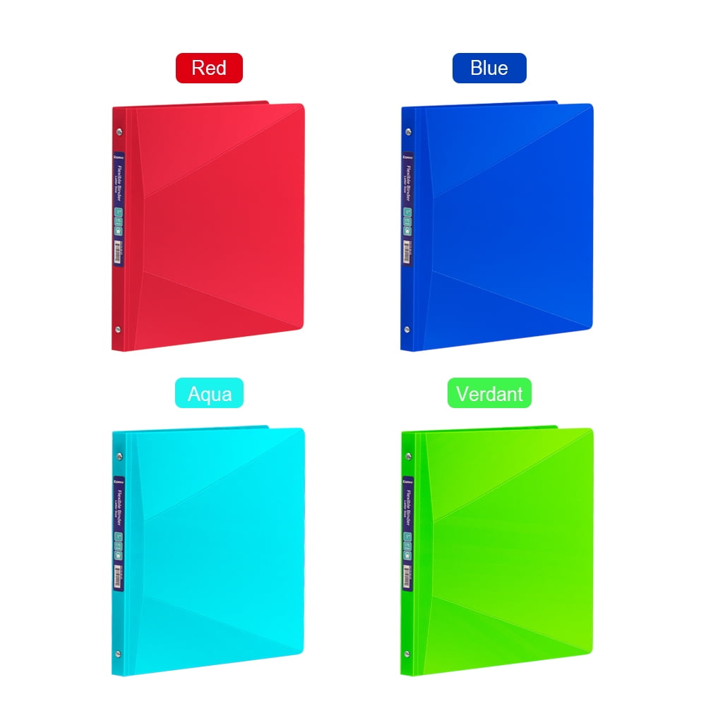 Comix 3 Rings Binder 1 inch Round Ring, 175 Sheets Organizer with Pockets, 4-Pack Assorted Color School Supplies