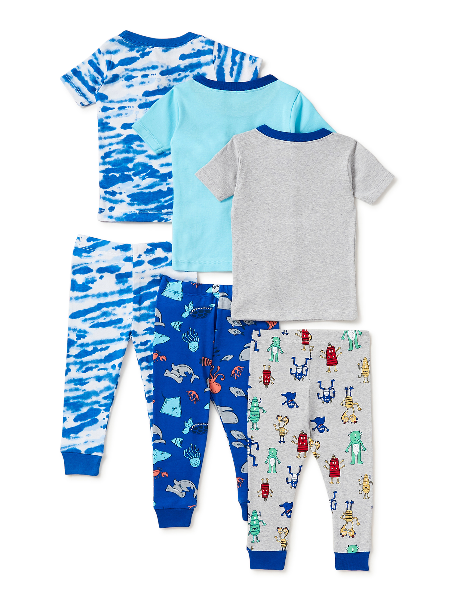 Wonder Nation Short Sleeve Crew Neck Graphic Prints Pajamas (Little Boys or Big Boys) 6 Piece Set - image 2 of 5