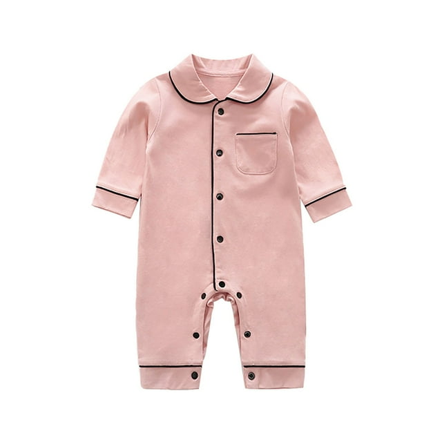 MIASHUI Pyjama Grenouillère à Manches Longues pour Bébé Été Garçon Fille Combinaison Tenue de Ramper, Rose, 2-3 Mois
