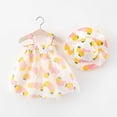 thumbnail image 2 of Odeerbi 1-4Y Toddler Girls Cute Tulle Dresses Cotton Dress Summer Floral Fruit Printed Mesh Suspender Dress With Hat Baby Clothes Yellow, 2 of 4
