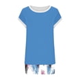 thumbnail image 6 of Daiosportswear Summer Women'S Clothing Round Neck Short-Sleeved Contrasting Colors Tee and Print Shorts,2 Piece Sets for Women Blue-C M(M), 6 of 6